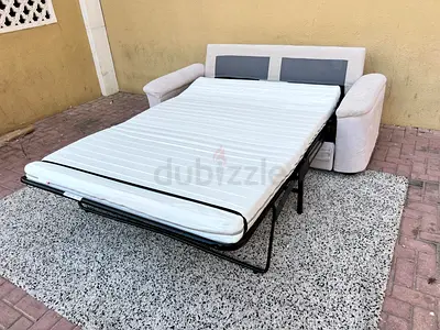 Beige Color ikea Lidhult two seater sofa bed with mattress