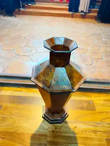 Handmade Wooden Octagonal Decorative Floor Vase 40cm height