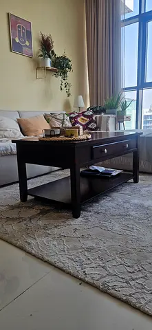 Dark Wood Coffee Table with Lower Shelf - Marina Home