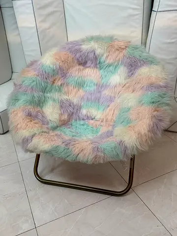 Pottery barn Plush Round Accent Chair with Gold Frame — Pastel Multicolor