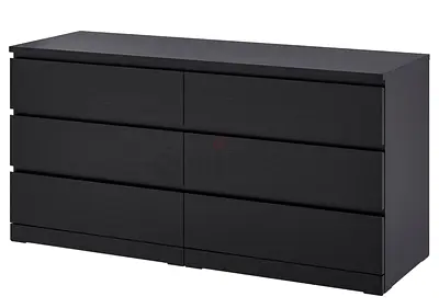 Modern 6-Drawer Chest in Black-Brown Finish