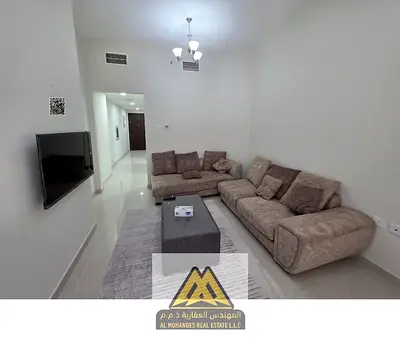Annual Rent: 2-bedroom apartment in Gulfa Tower, Emirates City, balcony, 2 bathrooms, central AC, unfurnished, free maintenance, AED 37,997, payable i