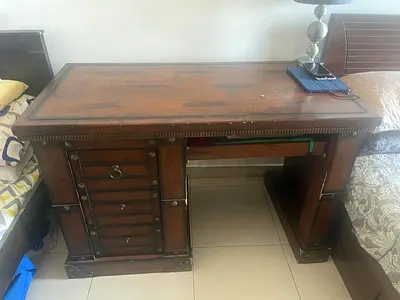 Solid Wood Vintage Writing Desk with Drawers