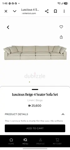Marina home luscious feather filled sofa linen Fabric modular