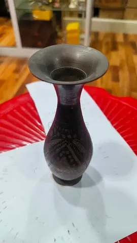 Hand-engraved Small Decorative Brass Vase 15cm height