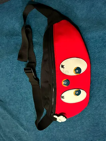 Red cartoon eye waist bag / $%&!# pack, adjustable strap