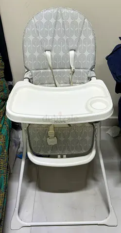 Juniors adjustable baby high chair with tray - light grey pattern
