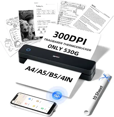 iDPRT MT610pro Portable Thermal Printer, 300DPi Bluetooth Mobile Printer for Travel, Thermal Printer