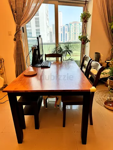 Wooden dining table with 3 chairs