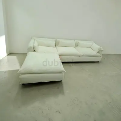 Expensive quality marina home white color feather 🪶 filled lshape sofa