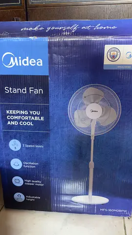Midea Adjustable 3-Speed Stand Fan - White