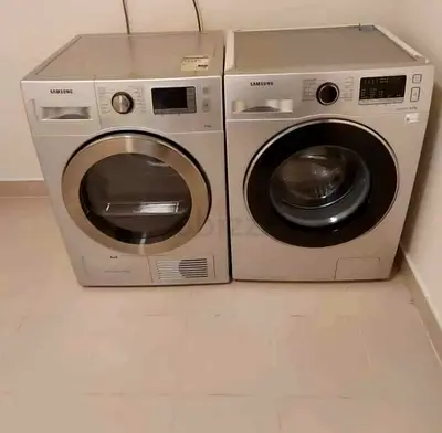 Samsung Front Load Washer and Dryer Pair - Silver, Good Condition