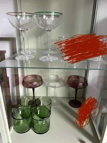 4 Sets of 4 Decorative Glassware (Goblets, Wine/Champagne & Tumbler Glasses) - Excellent Condition