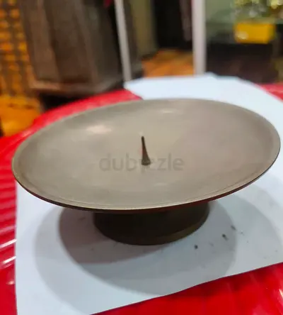 Brass incense cone holder / oil lamp base 12cm length
