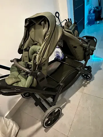 Double tandem stroller - good condition, folds compactly