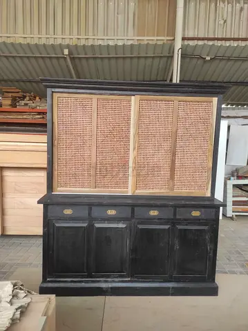 RECLAIMED SOLID TEAK WOOD bookcase cabinet cupboard shelves hutch from Netherlands L181 H212 D53 cm