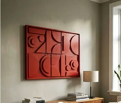 WEST ELM Pictography Wall Art decor painting terracotta 90x70 cm