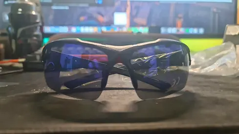 US Jamis Sport wraparound sunglasses — blue tinted lenses