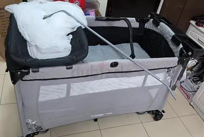 Folding baby crib with baby mattress