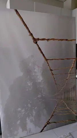 Large Printed Canvas Wall Art — Suspension Bridge Fog Scene