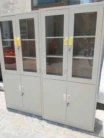 Metal Office Storage Cabinet with Glass Upper Doors