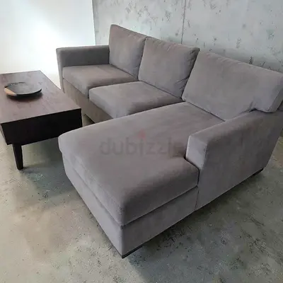 Expensive quality crate and barrel axis gray lshape sofa