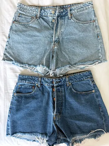 Pair of casual denim shorts - light and dark wash, size M (EUR 40)