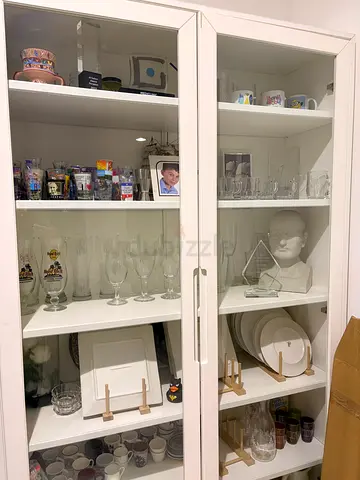 White glass-door display cabinet / china cabinet - excellent condition!