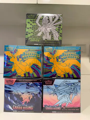 Pokemon card ETB ascended heroes chaos rising Pokemon center perfect order original sealed