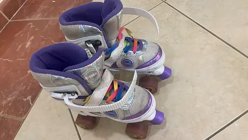Kids Adjustable Roller Skates with Rainbow Laces