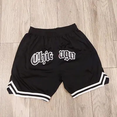 Black Chicago Graphic Basketball Shorts — Size Medium