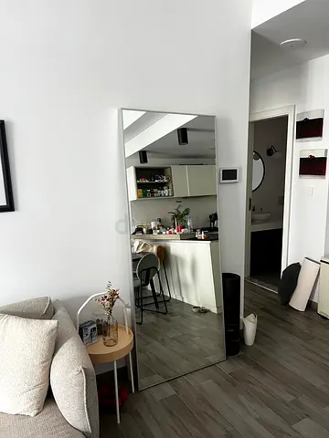 Large Full-Length Leaning Mirror - Silver Frame
