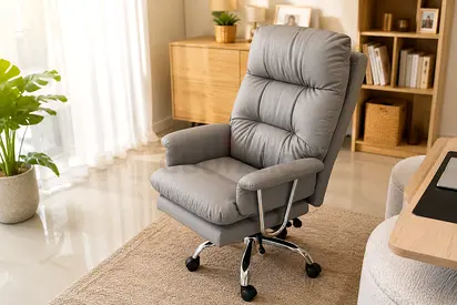 Grey Reclining Office Chair with Footrest – Barely Used