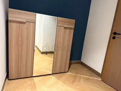 Modern Wooden Cabinet with Mirrored Center Door
