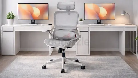Two White Modern Study Table 1-Computer Chair