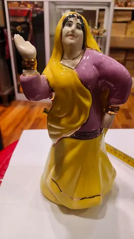 Vintage Ceramic Figurine in Yellow and Purple Dress 15x24cm