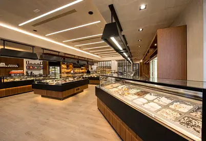 Dongle Bakery Display Counter Furniture and Gypsum, Ceiling and Fitout