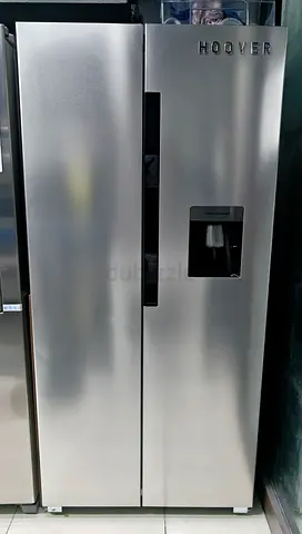 Hoover Side-by-Side Stainless Steel Fridge Freezer with Water Dispenser 83cm