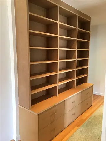 Large Wooden Bookcase with Lower Storage Drawers