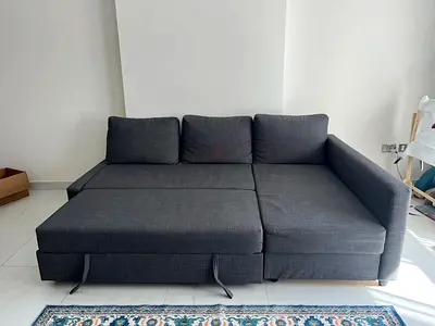 Comfortable Dark Grey L-Shape Sofa Bed with Storage