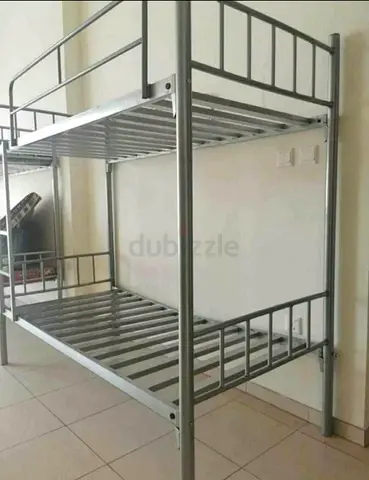 Metal Bunk Bed Frame - Double Decker, Silver, Sturdy