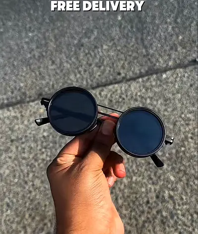 Round Retro Black Sunglasses - Good Condition