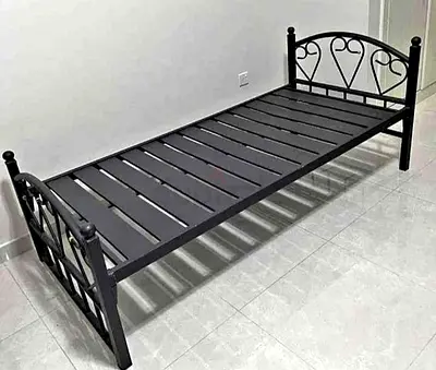 Single Metal Bed Frame with Slatted Base - Black
