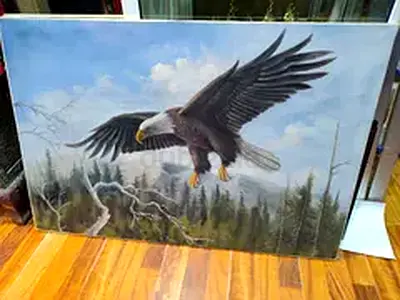 Framed Eagle Painting - Large Wall Art Canvas 94x64cm