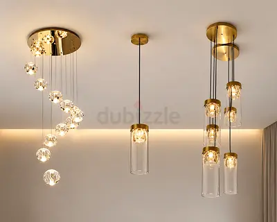 Modern Gold and Crystal Pendant Light Collection