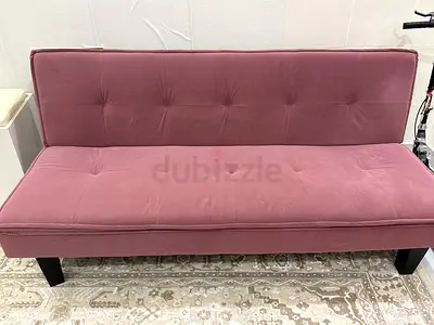 كرسي يتحول سرير طول متر -Pink Convertible Sofa Bed (1 Meter Length)
