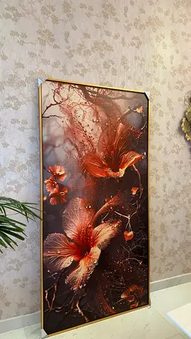 Framed Metallic Floral Wall Art - Large Decorative Painting