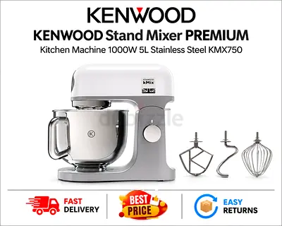 KENWOOD Stand Mixer 5L Stainless Steel KMX750 - Excellent Condition, Original Box, Accessories