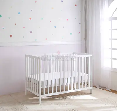 Ikea White Wooden Baby Crib with metr.- Simple Modern Design