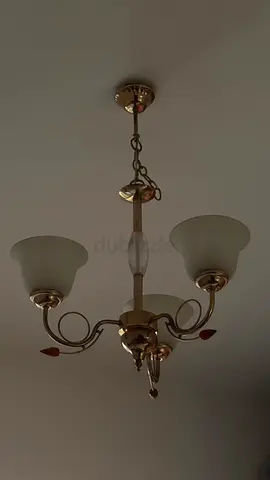 3-arm ceiling chandelier light fixture - brass finish